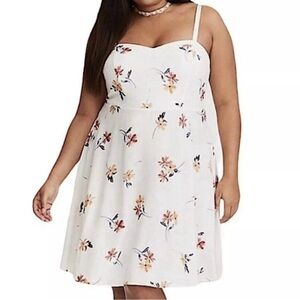 torrid White Floral Spaghetti-Strap Mini Dress
